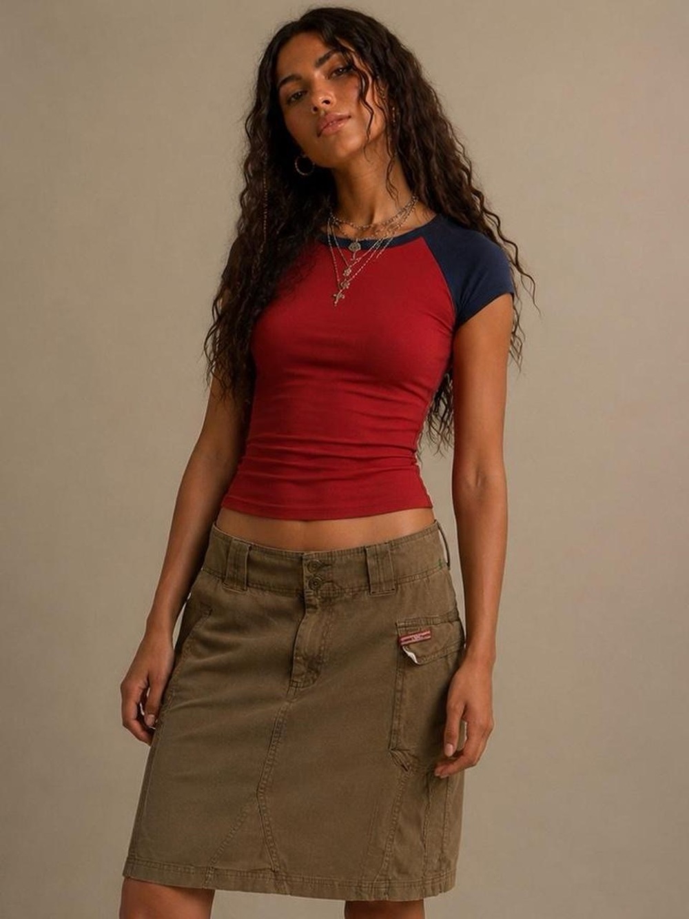 Olive low rise cargo skirt